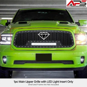 Fits 2013-2018 Ram 1500/19-21 Classic Main Stainless Black Mesh Rivet LED Grille - Picture 1 of 4
