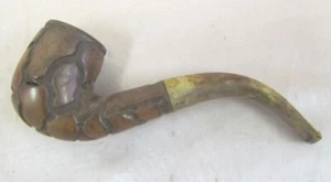 ANTIQUE FRENCH TOBACCO PIPE WOOD, BONE & PORCELAIN RARE - Picture 1 of 9