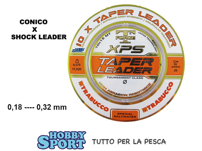 FILO CONICO XPS TAPER LEADER 0,18 - 0,32 NEUTRO SURFCASTING TRABUCCO 10 X 15 MT - Immagine 1 di 1