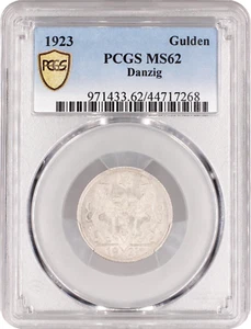 Danzica 1 fiorino 1923, PCGS MS62, ""Città libera di Danzica (1923 - 1939)" moneta d'argento - Foto 1 di 2