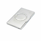 Chrome-Plated Slim Business Card Holder With Circular Crystal Pattern