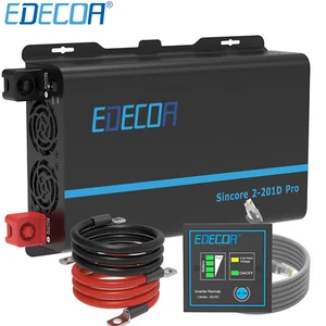 Inversor de potencia de onda sinusoidal pura EDECOA 2000W 4000 vatios 12V DC a 110V 120V AC LCD - Imagen 1 de 9