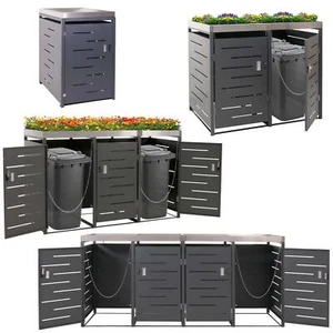 Mülltonnenverkleidung HWC-H40, Mülltonnenbox, Pflanzkasten Edelstahl 35-92kg - Bild 1 von 20