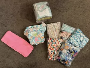 11 BRAND NEW LOT of Cloth Diapers Reusable Girl 9-35lbs & Inserts - some Bamboo - Picture 1 of 1