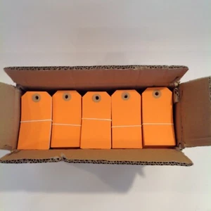 Box of 1000 3 3/4" x 1 7/8" ORANGE Shipping Tags 13 Pt G11031H Plain NEW - Picture 1 of 4