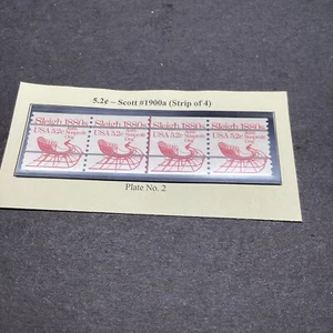 Scott#1900a-1880s Sleigh 5.2c PNC-PreCancel Strip of 4 MNH-US - Picture 1 of 1