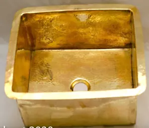 "Lavello martellato sottomonte ottone massiccio, lavello barra cucina, lavello isola 15,7"15"x7" - Foto 1 di 10