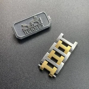 HERMÈS Genuine 3 Connected Link Clipper Sellier etc Men's Women Gold SS 17mm - Picture 1 of 9