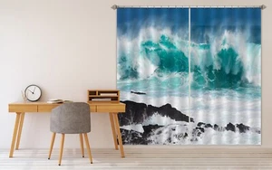 3D Green Waves K2208 Window Photo Curtain Printing Fabric Panda 2023 - Picture 1 of 7