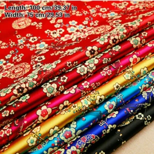Shiny Brocade Damask Fabric Floral Jacquard Plum Blossom Sewing Sold By Metre - Picture 1 of 19
