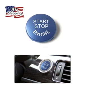 Blue Engine Start Stop Switch Button Cover Trim For BMW E93 E90 E84 E72 E70 E60 - Picture 1 of 13