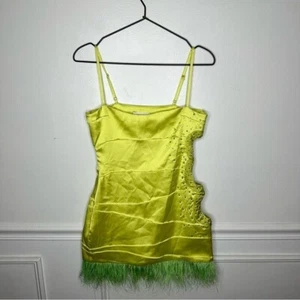Danielle Guizio Lime Green Feather Cut Out Dress Womens Size Small - Picture 1 of 11