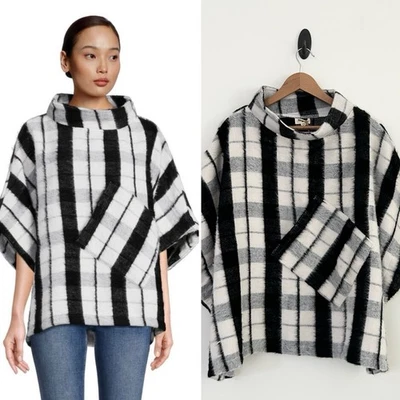 Chaqueta Poncho Pullover Multi Embudo Negro Blanco Talla Única World Market Nueva con Etiquetas Foto 1 de 4