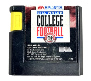 Bill Walsh College Football Sega Genesis EA Sports 1993 Cartridge Only Tested - Picture 1 of 6