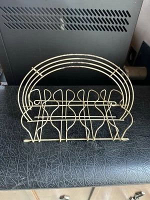 Старинный металлический держатель для бутылок и переноска белый емкость 8 бутылок - Изображение 1 из 4