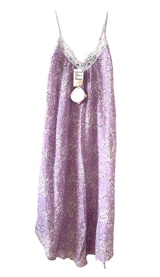 PAPINELLE NUEVO CON ETIQUETAS Talla XS Algodón Seda Floral Vestido para Dormir Vestido Iris Púrpura $89 Foto 1 de 4