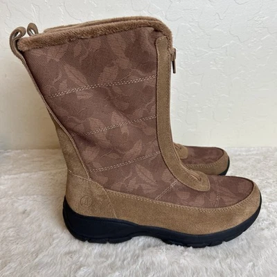 Lands End Women Sz 8.5 All Weather Insulated Snow Boots Caramel Brown Front Zip - Image 1 of 4
