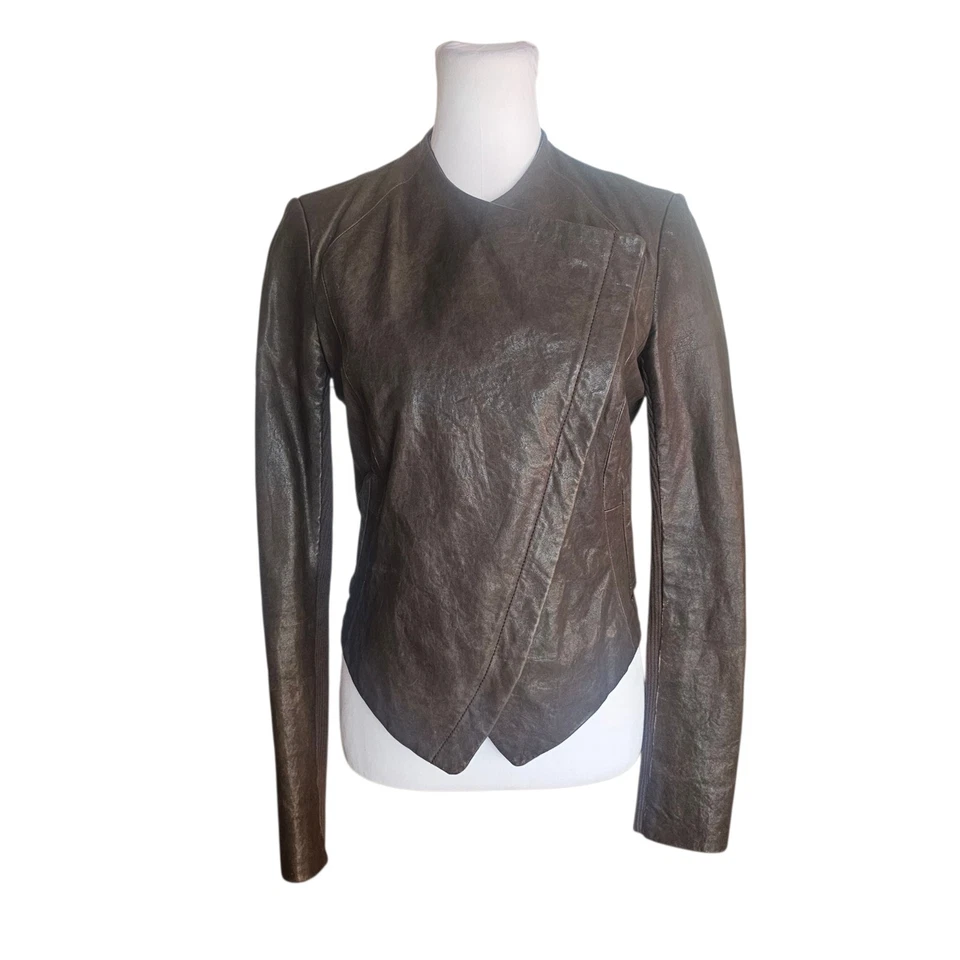 SABA women's brown leather jacket size 8 lambskin biker classic luxury cropped - image 1 of 4
