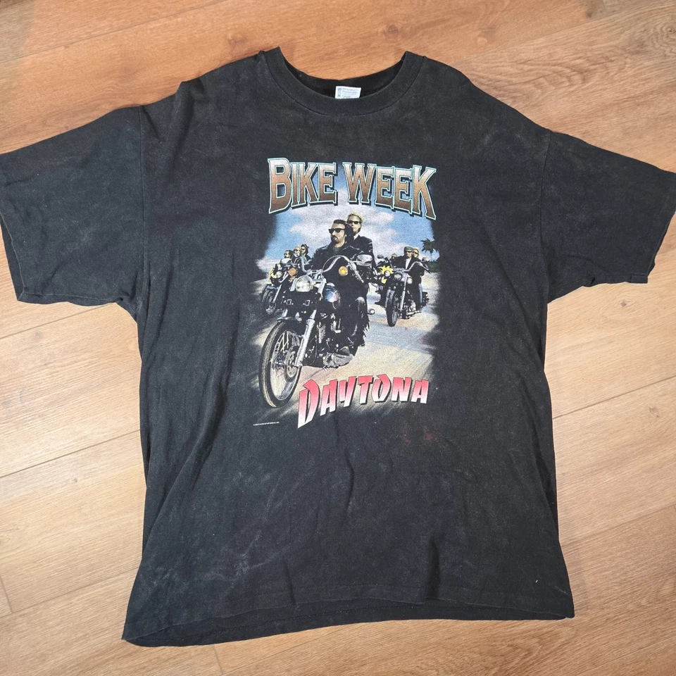 1997 Bike Week Daytona Beach T-Shirt Men’s 2XL Black Biker Motorcycle Rally Fade - Image 1 of 4