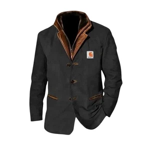 CARHARTT Vintage Blazer-Jacket Men 3XL Suede/PU Black Retro Y2K Nostalgia 90's - Picture 1 of 12
