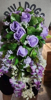 2 ramo de novia de flores mixtas moradas 23"X10" Foto 1 de 3