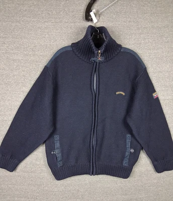 Paul Shark Hombres Chaqueta Mediana Azul 100% Lana Cremallera Completa Suéter Bombardero De Colección Foto 1 de 4