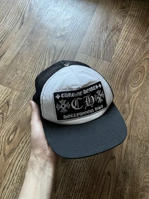 Chrome Hearts CH Hollywood Trucker Cap Black And White Logo Embroidered - Image 1 of 4