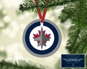 WINNIPEG JETS - 3.5" METAL ORNAMENT - DOUBLE SIDED - NHL - HOCKEY - Picture 1 of 1