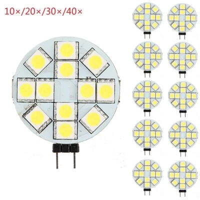 10-40×White G4 12-SMD Base Disc Type Side Pin Marine Reading LED Light Bulbs - Image 1 of 4