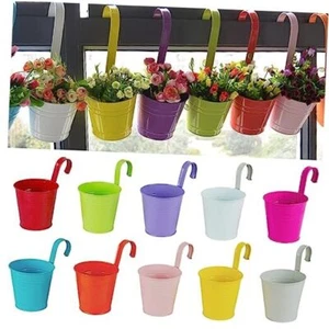 10Pcs Metal Railing Planter Hanging Planter Pot,Indoor/Outdoor Plants Decor - Picture 1 of 7