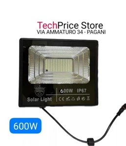 Faro Solare LED 600W con Pannello Solare Fotovoltaico Sensore Crepuscolare - Foto 1 di 6