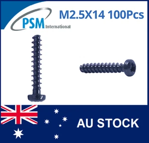 PLASTIC THREAD SCREW M2.5X14 PAN POZI STEEL BLACK ZINC PLATED WN1412KB25X14ZB - Picture 1 of 5