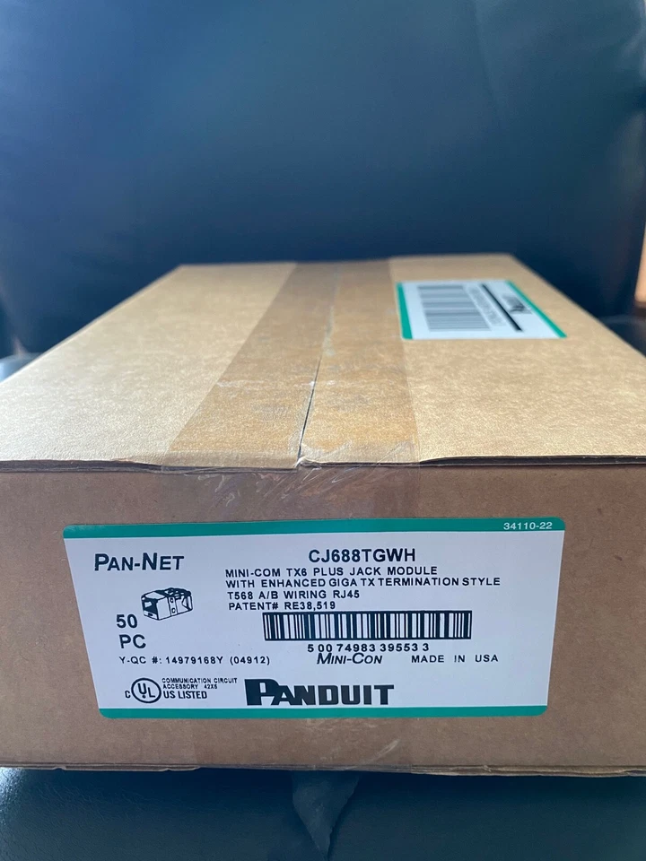 Panduit GigaCat6 jacks White CJ688TGWH BOX OF 50. FREE SHIPPING IN THE USA. - Image 1 of 1