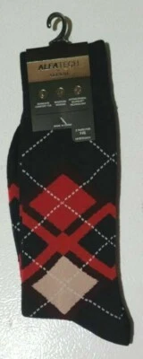 Alfani Alfatech Men's Printed Socks Navy/Red Comb Moisture Wicking Antimicrobial - Image 1 of 3