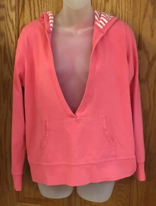Pink Zip Up Hoodie Jacket V Neck Stripe NY & C Sport Womens Size Medium Pullover - Picture 1 of 3