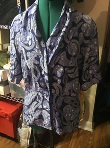 Vintage Dana Buchman 100% Silk Blouse size 10 Blue - Picture 1 of 7