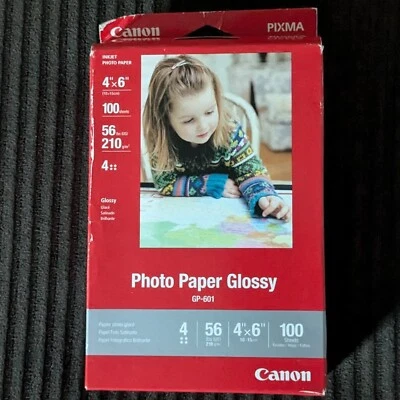 Canon 4x6 Photo Paper Glossy  100 Sheets X2 pkgs =200 Sheets Total Gp-601 - Image 1 of 3