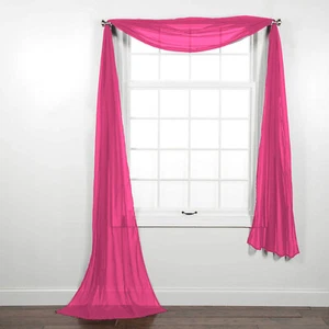 Fully Stitched Sheer Window Scarf Valance Topper Curtain Drapes in Many Colors - Picture 1 of 29