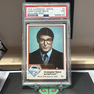 1978 Topps Superman The Movie Christopher Reeve as Clark Kent #2 PSA 7