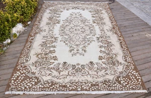 Alfombra Turca 67''x108'' Anudada a Mano Tribal Vintage Alfombra Color Silenciado 173x275cm - Imagen 1 de 12