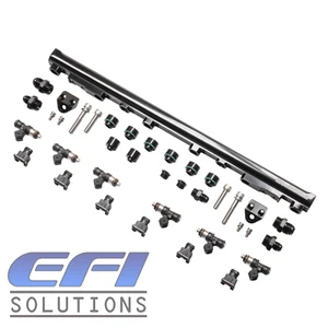 TAARKS Black Top Feed Fuel Rail Kit fits Toyota 2JZ-GTE - with 1650cc Injectors - Foto 1 di 2