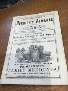 HERRICK'S ALMANAC 1889 DR. HERRICK'S FAMILY MEDICINES - Picture 1 of 2