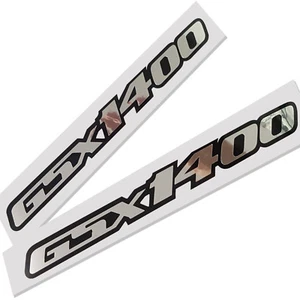Calcomanías de motocicleta GSX 1400 gráficos personalizados plata cromo sobre negro x 2 piezas - Imagen 1 de 3