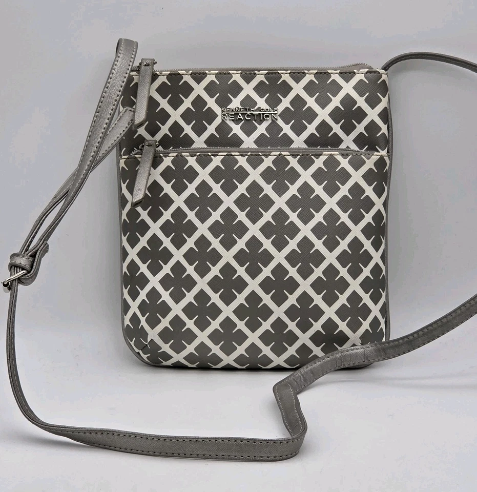 Kenneth Cole Reacciones Cartera Bandolera de Hombro Gris y Marfil Ajustable  Correa Foto 1 de 4