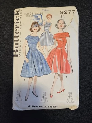 Vintage Original 1960s Sewing Pattern - Teen Day or Date Dress -Age 14 , Bust 34 - Image 1 of 2