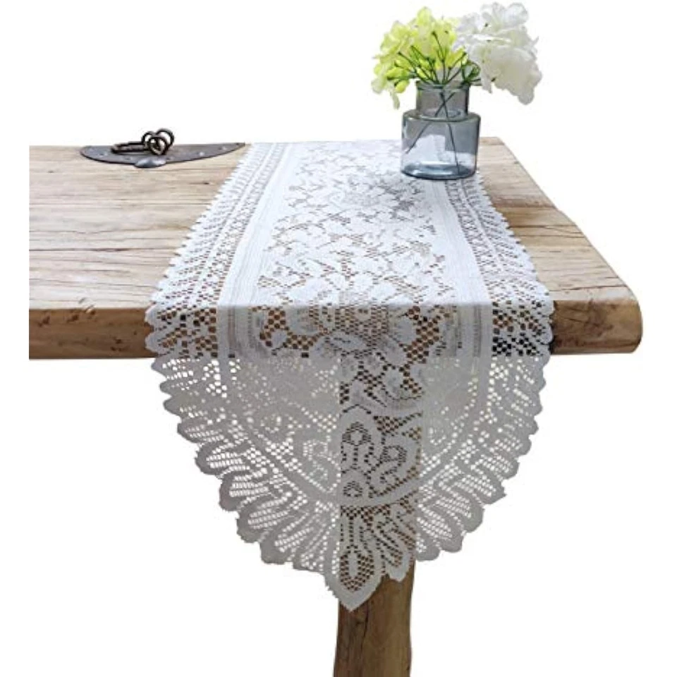2 pack cotton crochet lace rectangular table runner dresser scarf doil - Image 1 of 1