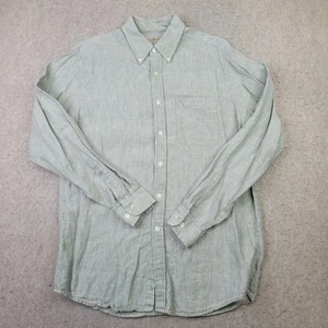 LL Bean 100% Linen Shirt Mens M Green Long Sleeve Button Down Lightweight - Picture 1 of 7