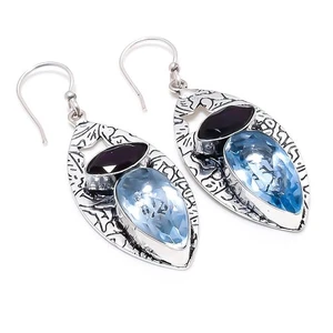 Quarzo Tanzanite, pietra preziosa ametista 925 orecchino gioiello in argento ... - Foto 1 di 5
