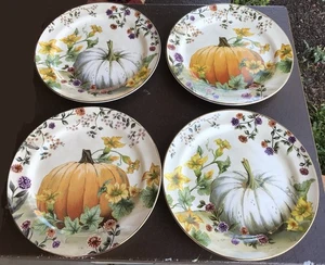 Pottery Barn BOTANICAL HARVEST 4 pc Pumpkin Dinner Plate Set - Picture 1 of 20