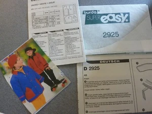 burda super easy Schnittmuster 2925 Jacke Kind Junge ungeschnitten Vintage - Bild 1 von 3